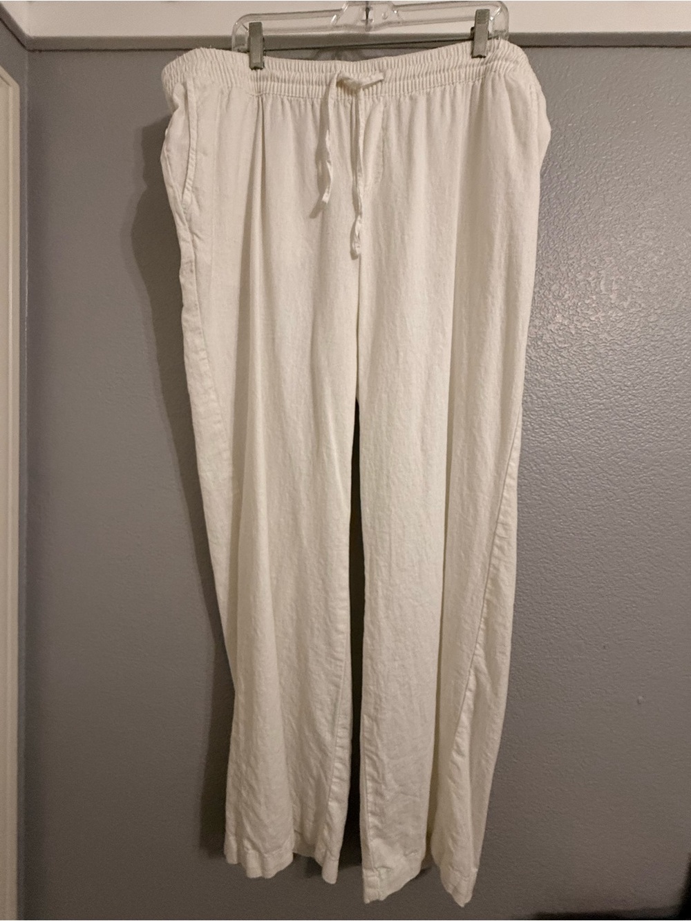 Old Navy White Elastic Drawstring Linen Pants